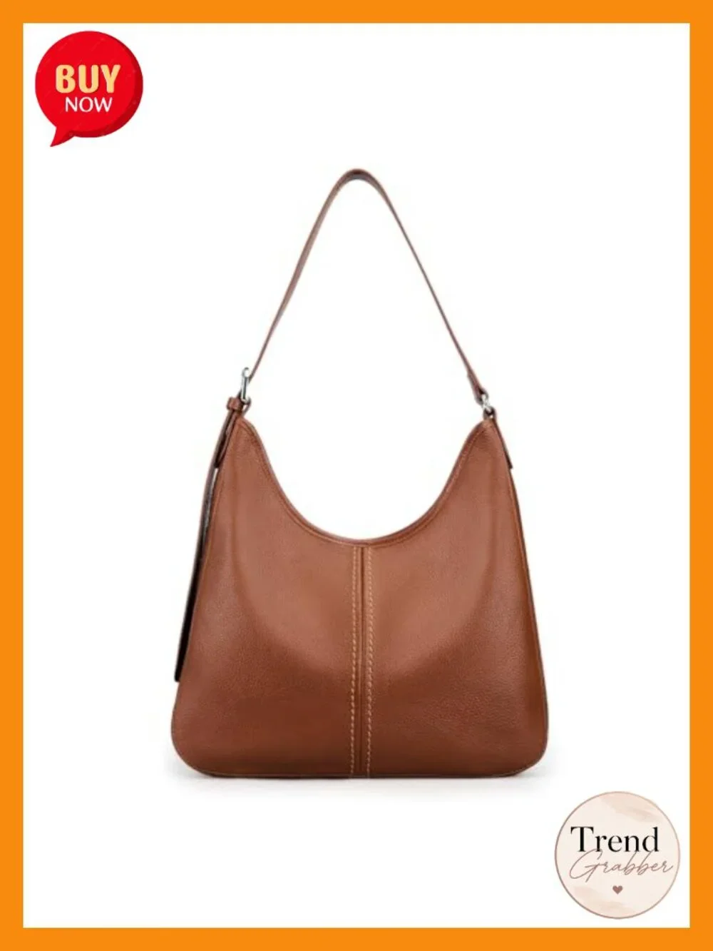 Genuine Leather Hobo Bag with Adjustable Strap, Top Grain Leather Shoulder Bag